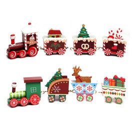 RunFar shop Table Decoration Mini Christmas Train Christmas Train Decoration Wooden Railway Christmas Decoration Table Gifts for Xmas Party Christmas New Year (x-B) (X-DD)