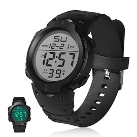 YUEWEESER Mens Digital Sports Watch Women Waterproof Wrist Watches with Large LED Backlight Screen Alarm Date Display for Swimming Training Running Outdoor Indoor Activities