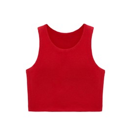 Lilax Girls' Double Lined Sleeveless Basic Crop Tank Top (Red, 6)