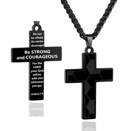Smilelife Soccer Baseball Basketball Football Cross Necklace for Boys Men, Inspirational Bible Verse Cross Pendant Black Stainless Steel Chain Chain 22+2 inch Religious Sports Jewelry Gift (Soccer)