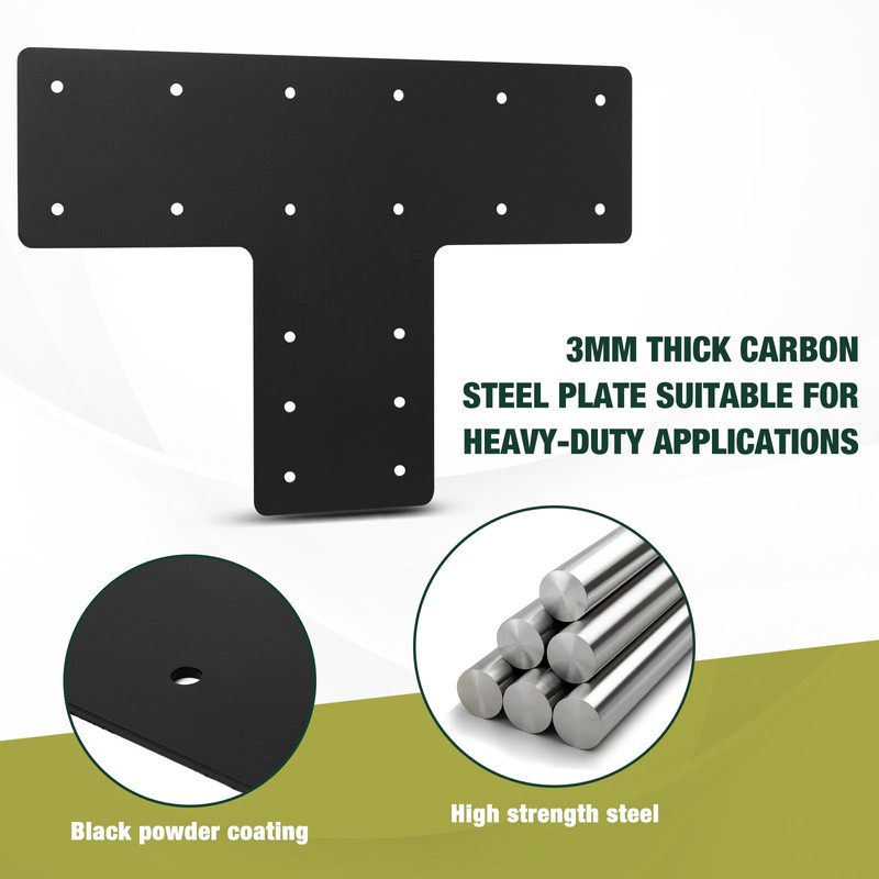 4 Pack 16.8x12'' T Post Brackets,T Flat Mending Plate,T Post