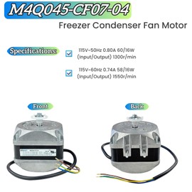 for ebm-papst M4Q045-CF07-04 Freezer Condenser Fan Motor, 115V AC Fan Motor Compatible with Qideyipe,0.80/0.74A 50Hz/60Hz 1550RPM, Refrigerator Cover Pole Motor M4Q045-CF07-04