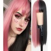 Lucky Day Peluca  Rosa Y Negro Cosplay Ajustable Natural Cabello Lacio