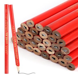 RVLZKCPG Pack of 30 Carpenter's Pencils, Oval, 175 mm Carpenter's Pencil Set, Red Pencil, Construction Site, Construction Site Pencil for Drawing, Scribing, Marking