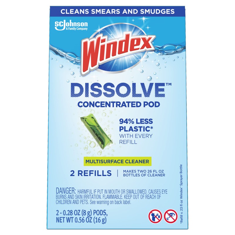 Windex Dissolve Concentrated Pods, Multisurface Cleaner, 2 Concentrated Dissolvable Refill