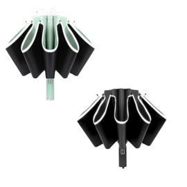 Paraguas con protección solar UV, compacto, resistente al viento, para lluvia, plegado automático invertido, portátil, para coche, viaje, para mujeres y hombres, cierre automático