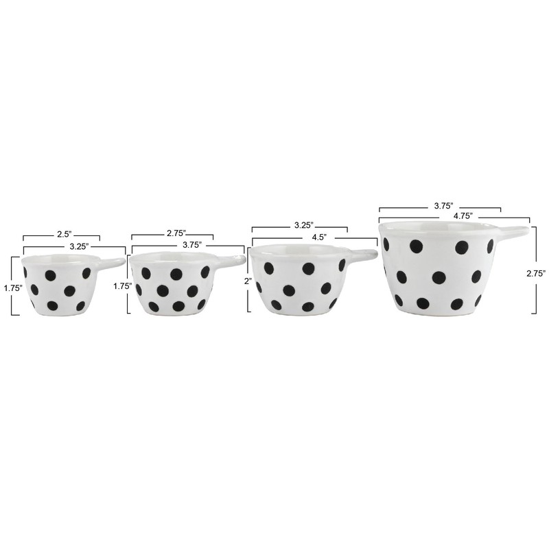 Creative Co-Op Ceramic Measuring Cup, Set of 4, Black and