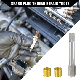 X AUTOHAUX Outer/Universal Spark Plug Thread Repair Tools with M14x1.25 Inserts and M16x1.25 Tap/Durable/Metal / 1 Set/Gold Tone