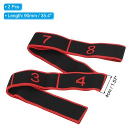 PATIKIL Exercise Bands, 35.4 Inch 2 Pcs Yoga Stretching Strap Latin Elastic Bands for Physical Dance Stretch Pilates Resistance Bands for Working Out, Black/Red