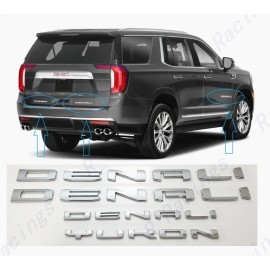 GMC 4pcs Chrome Door Rear DENALI Yukon Emblems Letters 2021-2023 GMC Yukon Yukon XL