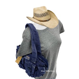 MIKO CLUB 12 Inch Width Blue Canvas Fashion Duffel Shoulder Handbag Woman Canvas Bag