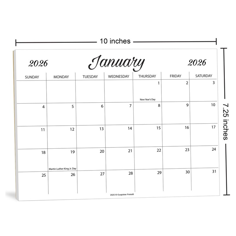 Guajolote Prints 2026-2027 Magnetic Calendar for Refrigerator – 2-Year Monthly