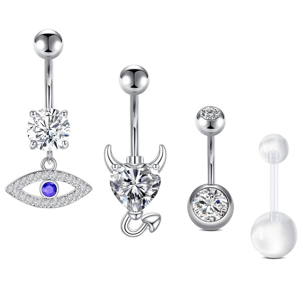 AVYRING Belly Button Piercing, 6 mm or 10 mm Silver