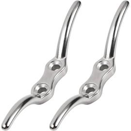BRITECO 2PCS 113mm Silver Cleat Hooks - Durable Metal Rope Cleat for Flagpoles, Boat Docks, Kayaks, and Washing Lines - Weather-Resistant & Easy to Install Hooks