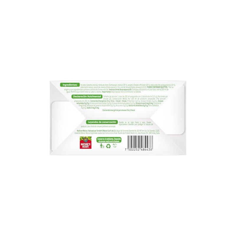 Nature's Heart Te Green Energy, Te verde, ginsen, 30 gramos