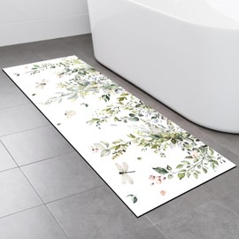 FNLNDO Sage Green Bathroom Rugs Long Leaf Bath Mats Eucalyptus Spring Bathroom Decor Non Slip Floor Mat Absorbent Quick Dry Bath Rugs for Sink Shower Bathtub 17X47 Inch (Sage Green, 17X47 Inch)