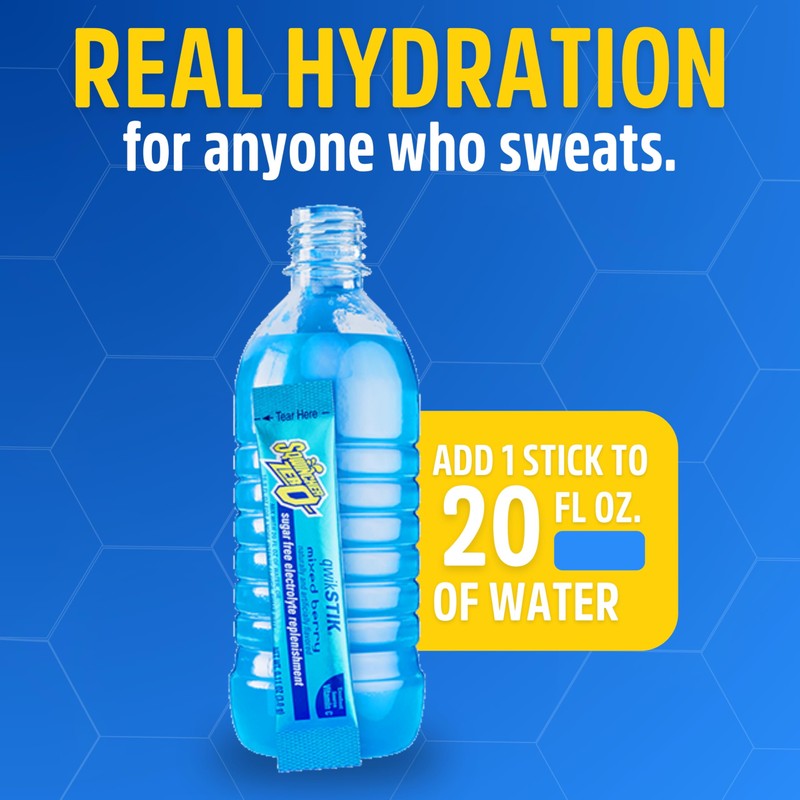 Sqwincher Zero Qwik Stik, Mixed Berry, Sugar Free, Low Calorie,