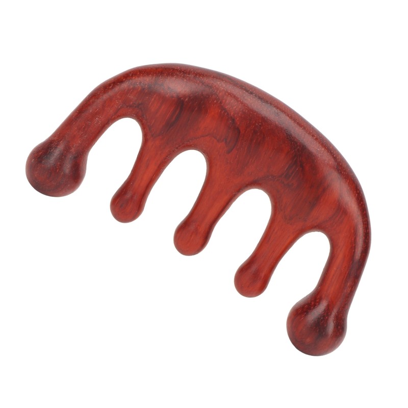 Scalping Massage Comb 5 Teeth Sandalwood Gua Sha Handheld Portable