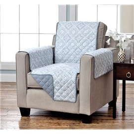 PIC Reversible Non - Slip Arm Chair Slipcover for Living Room Chair Slipcovers, Water Resistant, Protects Furniture from Children, Pets, and Stains, Machine Washable, Slate Grey