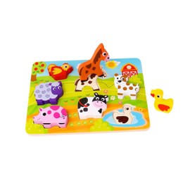 Andreu Toys 921 TKC479 Tooky Toy Chunky Puzzle - Farm EA Wooden Farm-8pcs, Multicolor, 29.5 x 21 x 1.7 cm