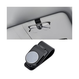 FALVFUN Sunglasses Holder for Car Sun Visor, Vehicle Eyeglass Hanger Clip Mount, Automotive Interior Glasses Ticket Card Holder Clamp Accessories, Universal for SUV, Sedan, Truck (Black)