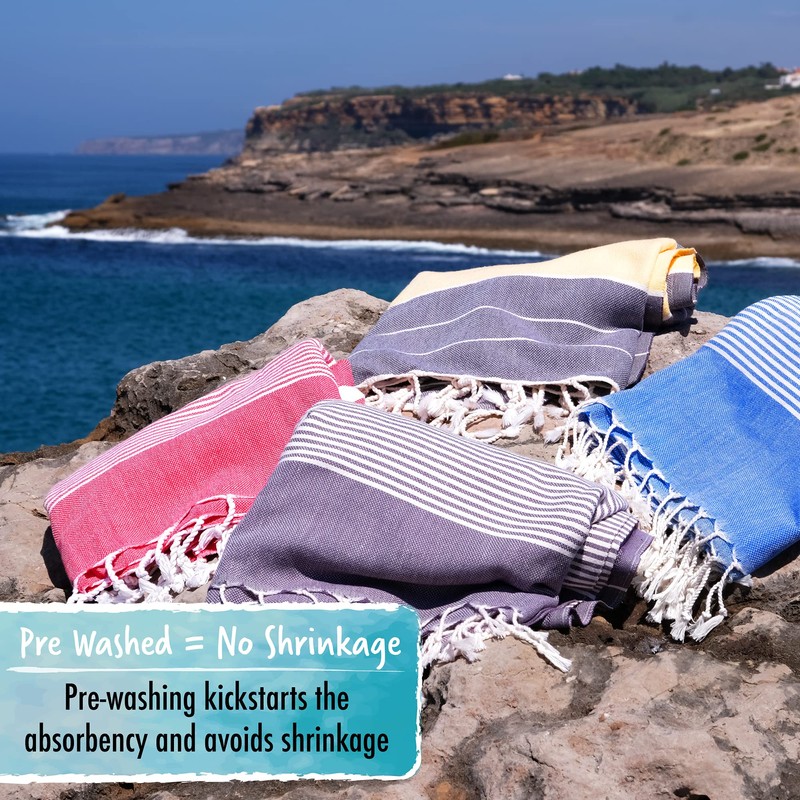 SUNSPUN LINENS Turkish Beach Towel, 39x63in Extra Large Quick Dry