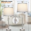 JUNNAI Table Lamps Set of 2, Bedside Lamp Silver Tall