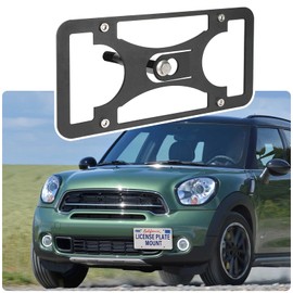 No Drill License Plate Holder Compatible with Mini Countryman (R60) 2011-2016 Front Tow Hook License Plate Mount Bumper Bracket Holder Car Tag Frame Adapter Accessories