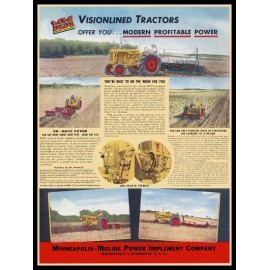 Minneapolis-Moline 1949 Minneapolis Moline Visionlined Tractors NEW Metal Sign: 9x12" Ships Free