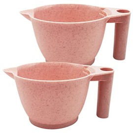 Minkissy Wheat Straw Hair Color Mixing Bowl - 2 Pack Stackable Portable Tint Bowl for Salon & Home Use - Pink