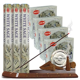 White Sage Incense Sticks and Cone Incense Holder Variety Pack Bundle insence insense insienso