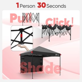 Sekey 10x10 Pop Up Canopy with Pockets Sidewall, One Push Setup Instant Outdoor Gazebo, Instant Canopy Tents with UPF50+ Top, 4 Weight Bags for Events, Beach, Patio, Camping