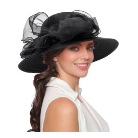 Women Organza Kentucky-Derby Sun-Hat Fascinator-Tea-Party Hat Bowler Church Hat for Spring Summer