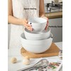 Large Ceramic Mixing Bowls, White Kitchen Bowls (1QT/2.3QT/4.6QT), Set of