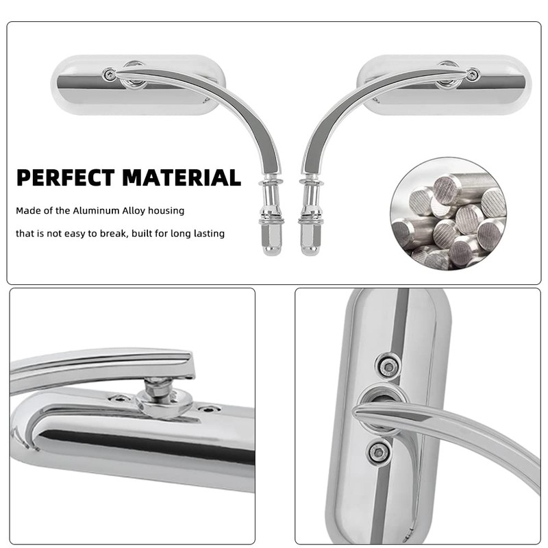 goodfitment - Chrome Oval Shape Motorcycle Mirrors,Upgrade Rearview Motorcycle Mirrors