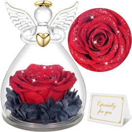 Sunia Gifts for Women Christmas, Eternal Rose Angel Figure Gifts for Mum, Eternal Flower Angel Gifts, Birthday Gift for Women, Real Roses, Mother Grandma Gift, Christmas Valentine's Day