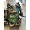 Terra Cottage 3 Green Glass Frogs Lamp Hear No Evil