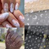 OSTTMA 8 Sheets Metallic Nail Art Stickers Decals Silver Moon
