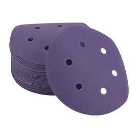 VekAuto 50 Stk. Schleifscheiben, 6" 6 Loch 220 Körnung Klett-Schleifpapier Universal für Metall, Holz, Autoreparatur Haltbarkeit Keramik-Polyester-Film Lila