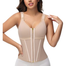 SHAPSHE Waist Trainer Corset for Women Tummy Control Sport Workout Body Shaper Vest for Women Postpartum Gym Zipper and Hooks