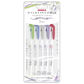 Zebra Highlighter Mildliner Brush, Astringent Mild Color, NC5 Colors, WFT8-5C-NC-N
