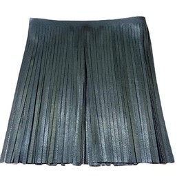 Yalulu 2 Metres Leather Tassel Cut Fringe Trim Fringe Skirt Garment Bag Fringe Ribbon DIY Hem Dress Garment Apparel Decorative Ribbon (Black)