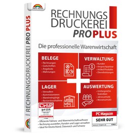 Rechnungsdruckerei 2024 PRO PLUS - professionelle Warenwirtschaft - Rechnungen, Angebote, Kunden und Artikelverwaltung, Auswertungen