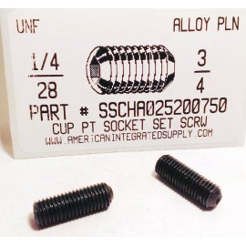 AMERICANINTEGRATEDSUPPLY.COM 1/4-28x3/4 Hex Socket Set Screws Cup Point Alloy Steel (25)