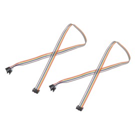 sourcing map 2 Pcs IDC Rainbow Wire Flat Ribbon Cable FC-Female to 10P 11.8 Inch Length 2.54mm Pitch Breadboard Jumper Wires for Electronic Projects