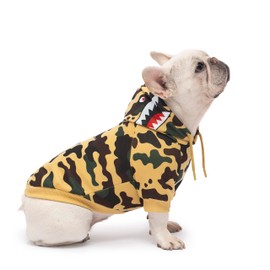 Camo Dog Hoodie Dog Clothes Extra Warm Fleece Lining Stretchy Fit for Small Medium Large Dogs ((Yellow, X-Large))