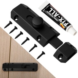 Lueden Brass Slide Door Bolt 3 Inch Heavy Duty Doors Lock Gate Bolt Thick Security Door Catches Barrel Sliding Latch Lock for External Internal Doors Bathroom Garden Gate Bedroom Garages, Black