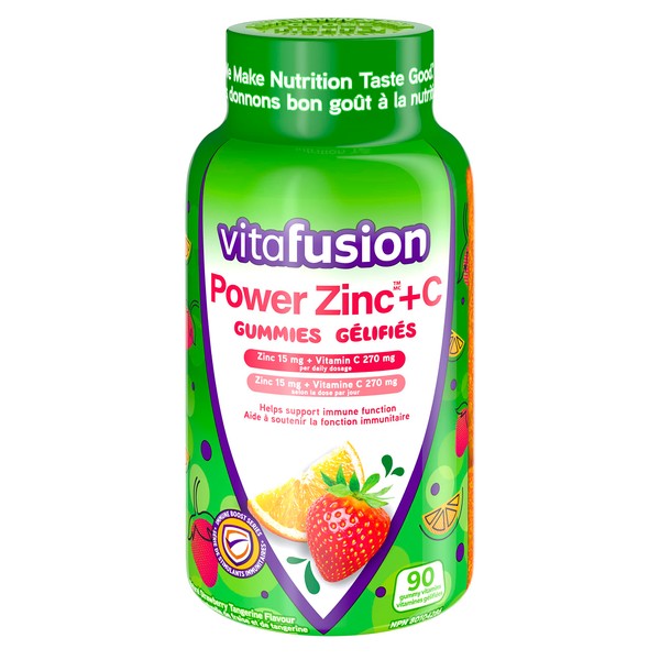 Vitafusion Power Zinc + C Gummy Vitamins for Adults Strawberry-Tangerine