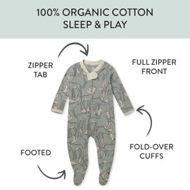 HonestBaby Baby 1 Holiday Sleep & Play Footed One-Piece Pajama Sleeper 100% Organic Cotton, Moose Delight, 0-3 Months