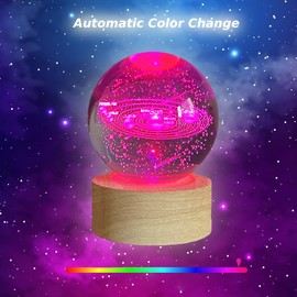 Generic Solar System Crystal Ball NightLight - Colorful Table Lamp - Trendy Gift with USB Cord Cable Included. Cute Stuff for Room or Office. Gift for Friends, Boyfriends and Girlfriends, Family